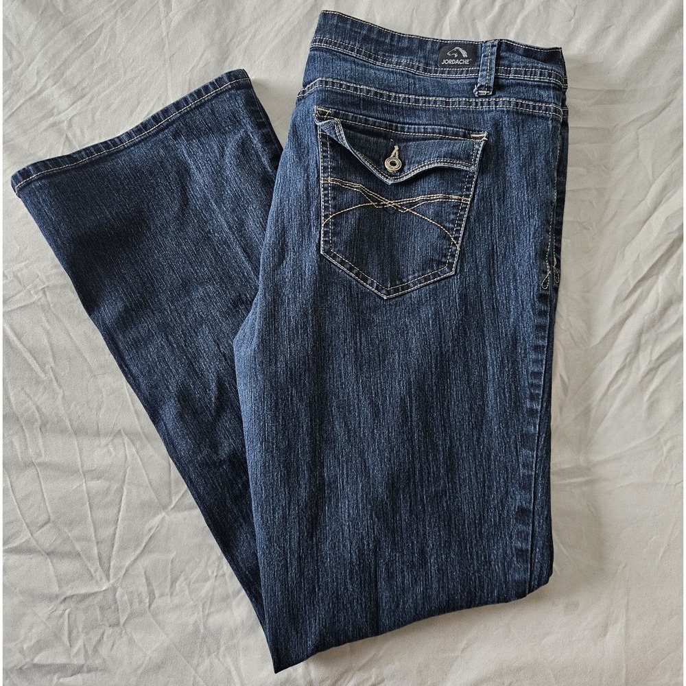 Jordache Bootcut Jeans Medium Wash Blue Denim 5-Pocket Button Women's Size 16